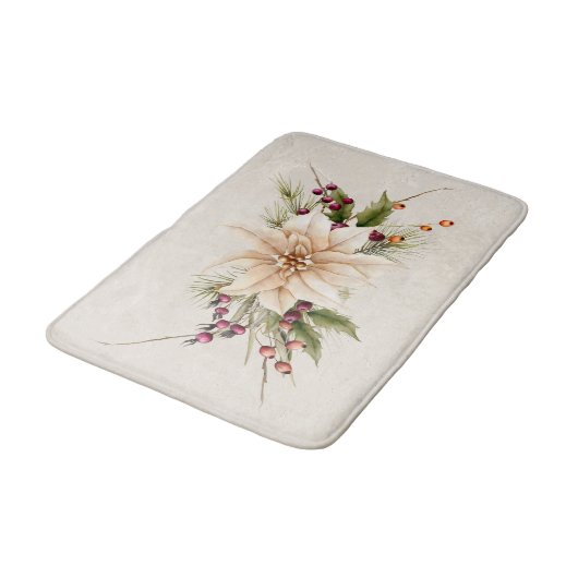 Antiek Wit Kerstmis Poinsettia Badmat (Gekanteld)