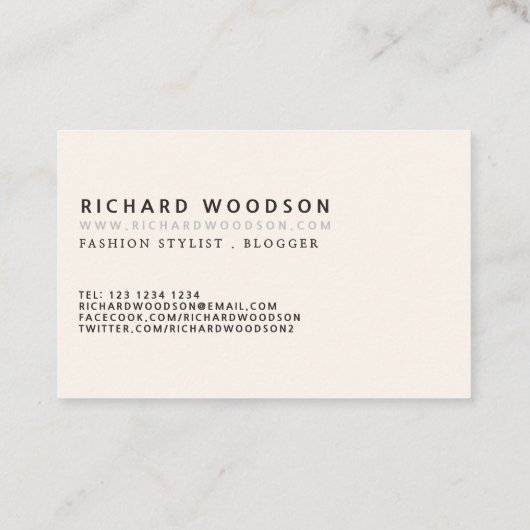 Antiek wit | Minimale Klassieke professional Visitekaartje (Achterkant)