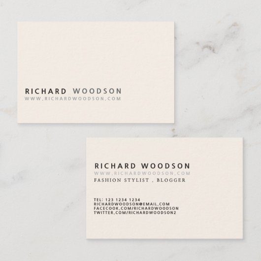 Antiek wit | Minimale Klassieke professional Visitekaartje (Voorkant / Achterkant)