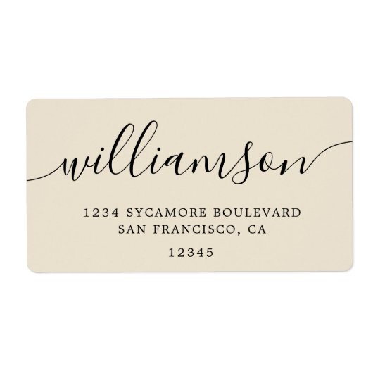 Antiek wit Modern Script Family Retouradres Etiket (Voorkant)