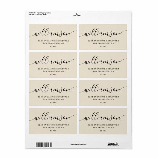 Antiek wit Modern Script Family Retouradres Etiket (Full Sheet)