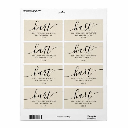 Antiek wit Modern Script Family Retouradres Etiket (Full Sheet)