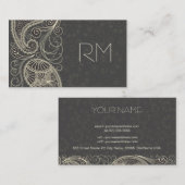 Antiek wit paisley op donkergrijs patroonontwerp visitekaartje (Voorkant / Achterkant)