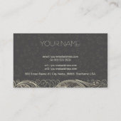 Antiek wit paisley op donkergrijs patroonontwerp visitekaartje (Achterkant)