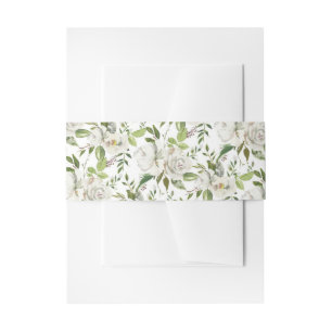 Antiek Wit Rose Invitation Belly Band Uitnodigingen Wikkel