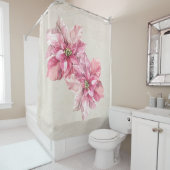 Antiek Wit Roze Poinsettias Douchegordijn (In situ)