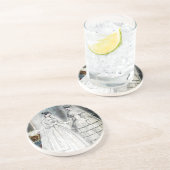 Antiek-witbruiloft Zandsteen Onderzetter (Zijkant)