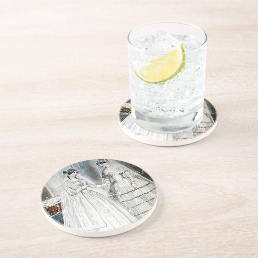 Antiek-witbruiloft Zandsteen Onderzetter (Zijkant)