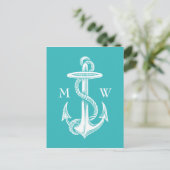  Antiek Witte Anchor Turquoise Achtergrond Briefkaart (Staand voorkant)
