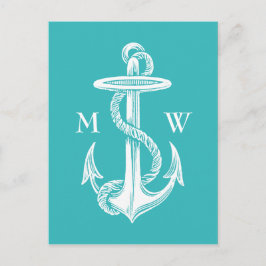  Antiek Witte Anchor Turquoise Achtergrond Briefkaart