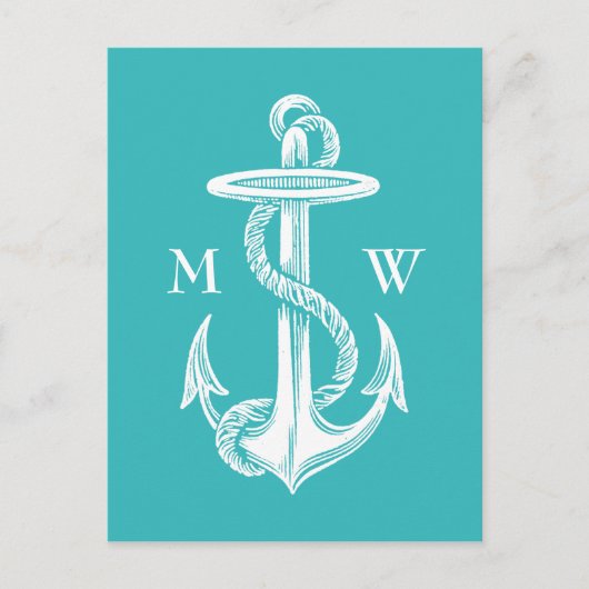  Antiek Witte Anchor Turquoise Achtergrond Briefkaart (Voorkant)