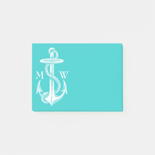 Antiek Witte Anchor Turquoise Achtergrond Post-it® Notes (Voorkant)