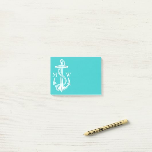  Antiek Witte Anchor Turquoise Achtergrond Post-it® Notes (Op bureau)