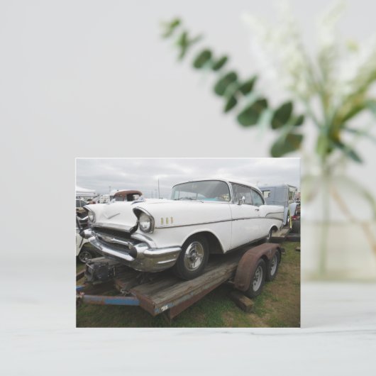 Antiek witte auto briefkaart (Staand voorkant)