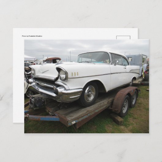 Antiek witte auto briefkaart (Voorkant / Achterkant)