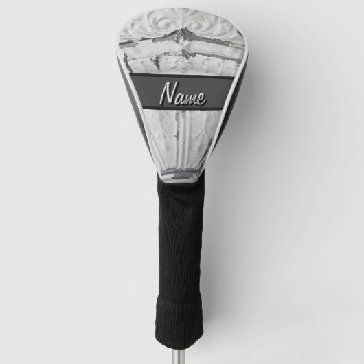 Antiek Witte Cirkel Plafond Tegel Aangepaste Naam Golfheadcover (Voorkant)