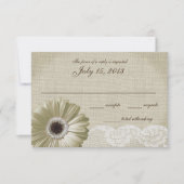 Antiek Witte Daisy en Lace Wedding Response Kaart (Voorkant)