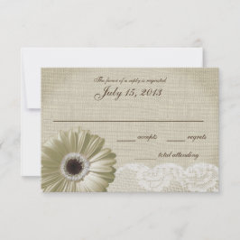 Antiek Witte Daisy en Lace Wedding Response Kaart