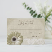 Antiek Witte Daisy en Lace Wedding Response Kaart (Staand voorkant)