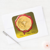 ANTIEK WITTE DRUIVENWIJN ROOD WAX SEAL VIERKANTE STICKER (Envelop)