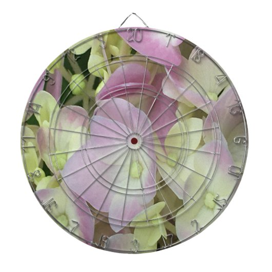 Antiek witte en droge roze hydrangea Petals Dartbord (Voorkant)
