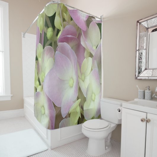 Antiek witte en droge roze hydrangea Petals Douchegordijn (In situ)