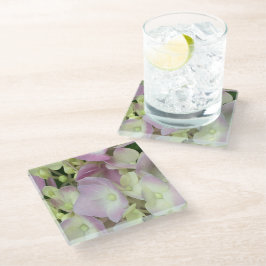 Antiek witte en droge roze hydrangea Petals Glazen Onderzetter