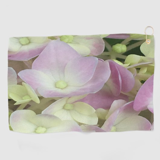 Antiek witte en droge roze hydrangea Petals Golfhanddoek (Horizontaal)
