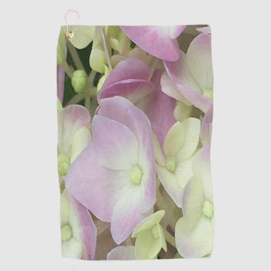 Antiek witte en droge roze hydrangea Petals Golfhanddoek (Voorkant)