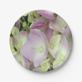 Antiek witte en droge roze hydrangea Petals Papieren Bordje