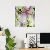 Antiek witte en droge roze hydrangea Petals Poster (Thuiskantoor)
