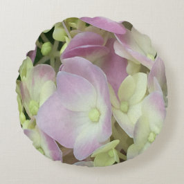 Antiek witte en droge roze hydrangea Petals Rond Kussen