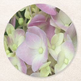 Antiek witte en droge roze hydrangea Petals Ronde Kartonnen Onderzetter