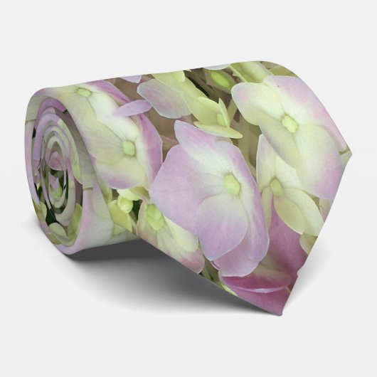 Antiek witte en droge roze hydrangea Petals Stropdas (Opgerold)