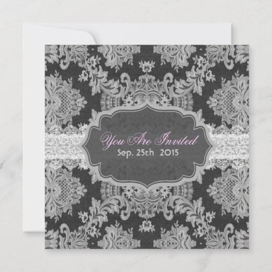 Antiek Witte en grijze traditionele Floral Lace Kaart (Achterkant)