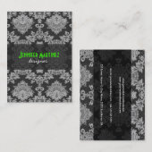 Antiek Witte en grijze traditionele Floral Lace Visitekaartje (Voorkant / Achterkant)