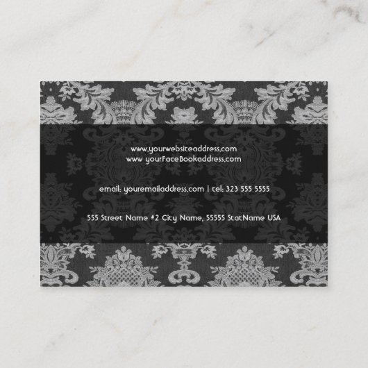 Antiek Witte en grijze traditionele Floral Lace Visitekaartje (Achterkant)