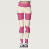 Antiek witte en mystieke roze strepen leggings (Voorkant)