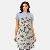 Antiek Witte Gotische Schedels en Rozen Bloemen Schort (Gedragen)