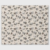 Antiek witte gotische schedels en Rozen Halloween Cadeaupapier (Vlak)