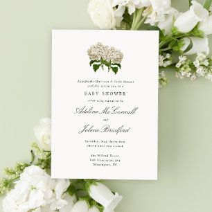 Antiek Witte Hortensia Grand-millennial Dubbel Kaart
