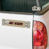 Antiek Witte Kant en Linnen Bruiloft Bumpersticker (Op Truck)