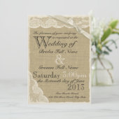 Antiek witte kant land bruiloft kaart (Staand voorkant)