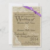 Antiek witte kant land bruiloft kaart (Voorkant)