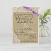 Antiek witte kant land bruiloft kaart (Staand voorkant)