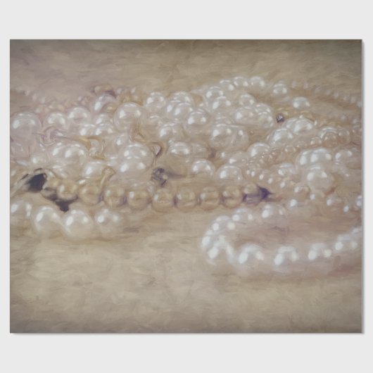  Antiek Witte Pearls Sepia Brown ontkoppeling Cadeaupapier (Vlak)