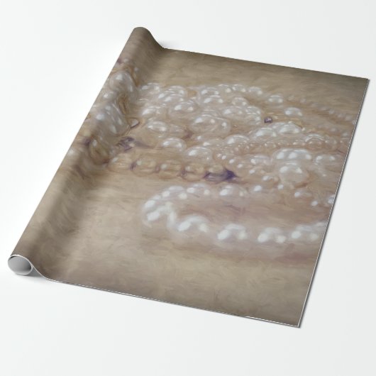 Antiek Witte Pearls Sepia Brown ontkoppeling Cadeaupapier (Uitgerold)