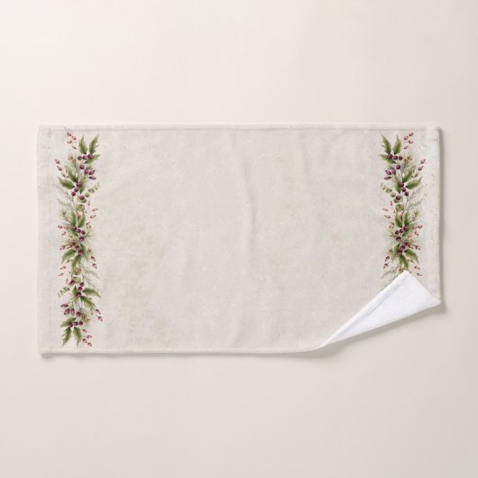 Antiek witte poinsettia met kerstgroen bad handdoek (Handdoek)