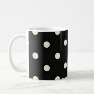 Antiek witte polka stippen op zwart koffiemok