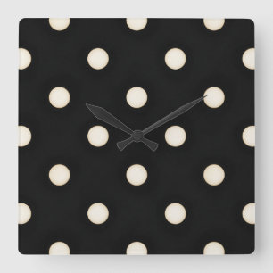 Antiek witte polka stippen op zwart noodlijdend vierkante klok